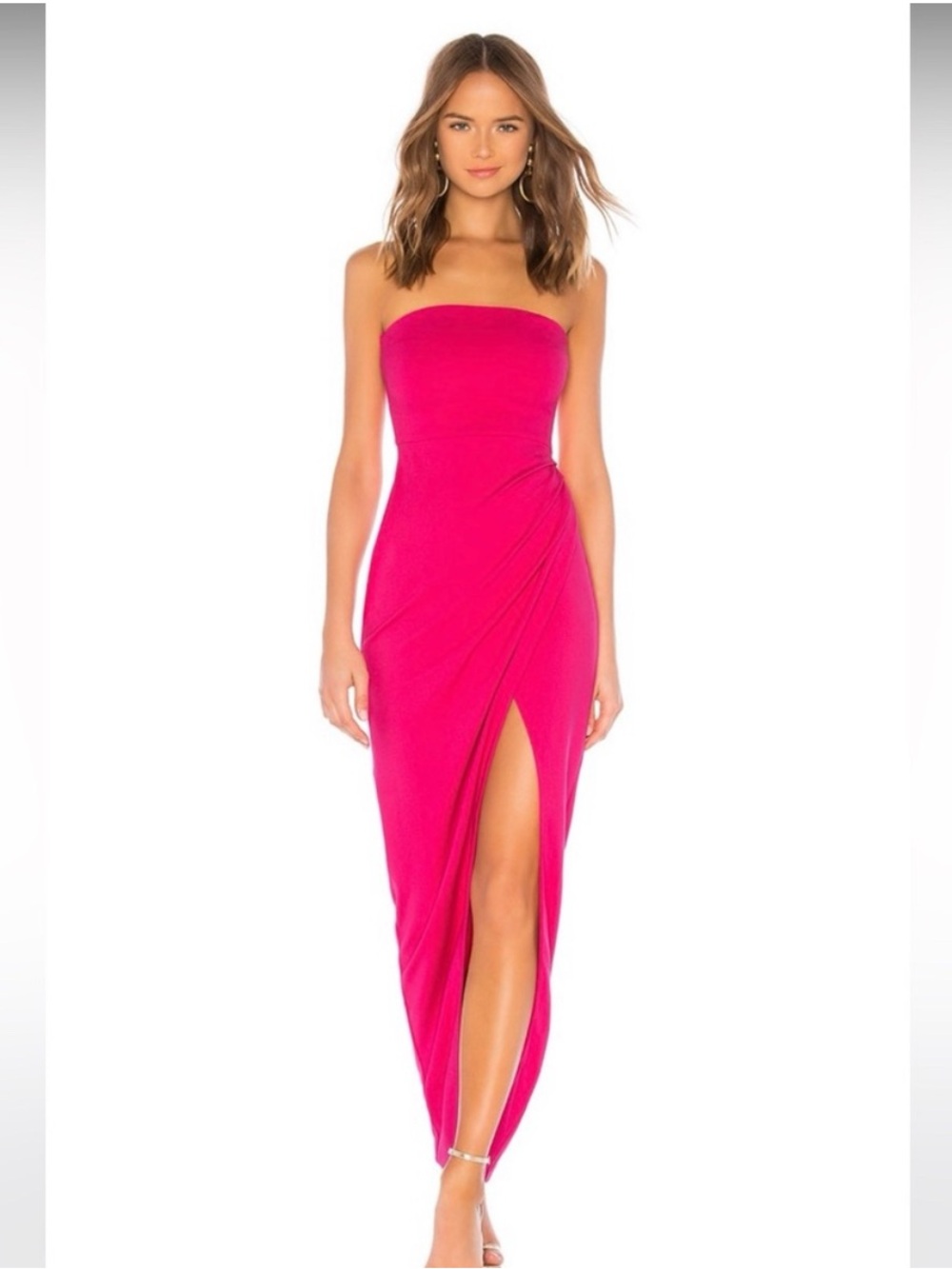 NBD Strapless Fuchsia Maxi Dress